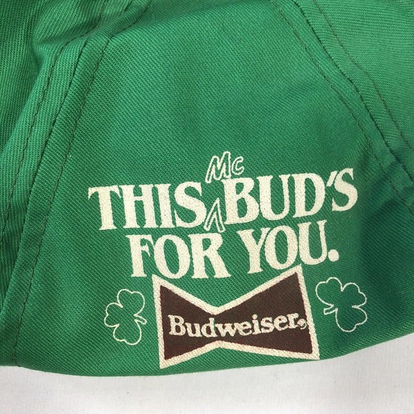 Vintage Budweiser This Buds for you Green Paperboy Hat Snapback Cabbie USA Made - Picture 2 of 9